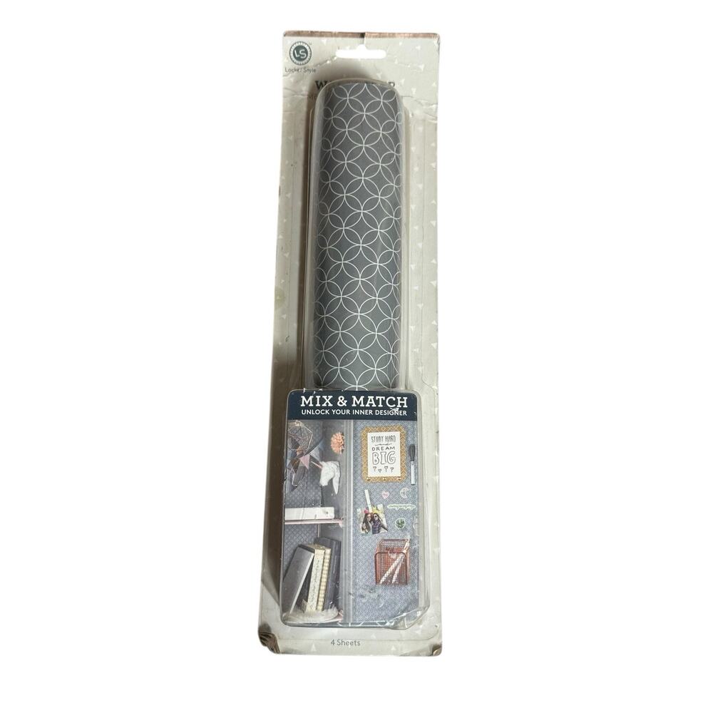 Locker Style Gray White Print Magnetic Locker Wallpaper 4 Sheets NEW